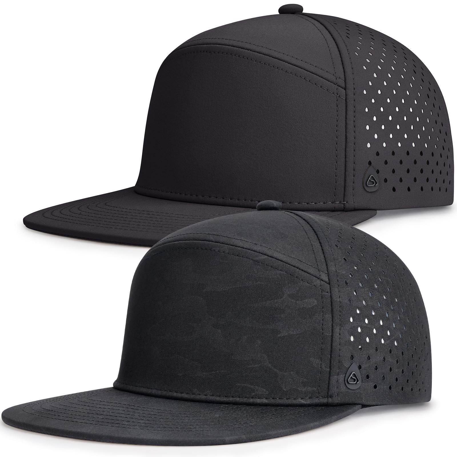 AOPREL Casquette de Baseball à Bord Plat pour Homme - Réglable - Résistante à l'eau - Perforée au Laser - pour la Course, Le Golf, l'entraînement, la Gym et l'extérieur
