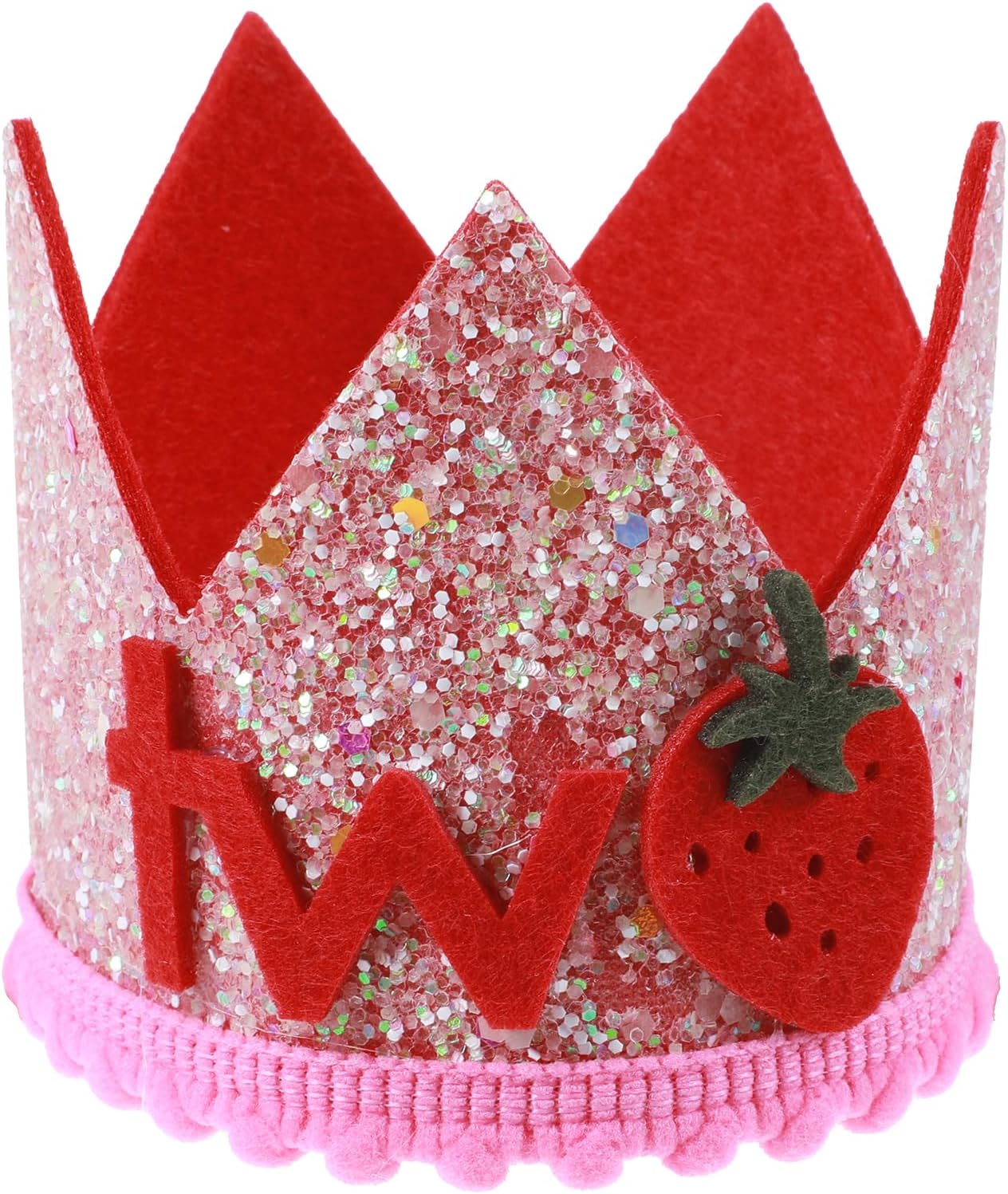 Berry 2nd Birthday Crown, Pink 2nd Birthday Hat for Baby Girls, Strawberry Second Crown, Sweet One Party Headband for Berry Second Outfit Strawberry Shortcake Hat Decorations