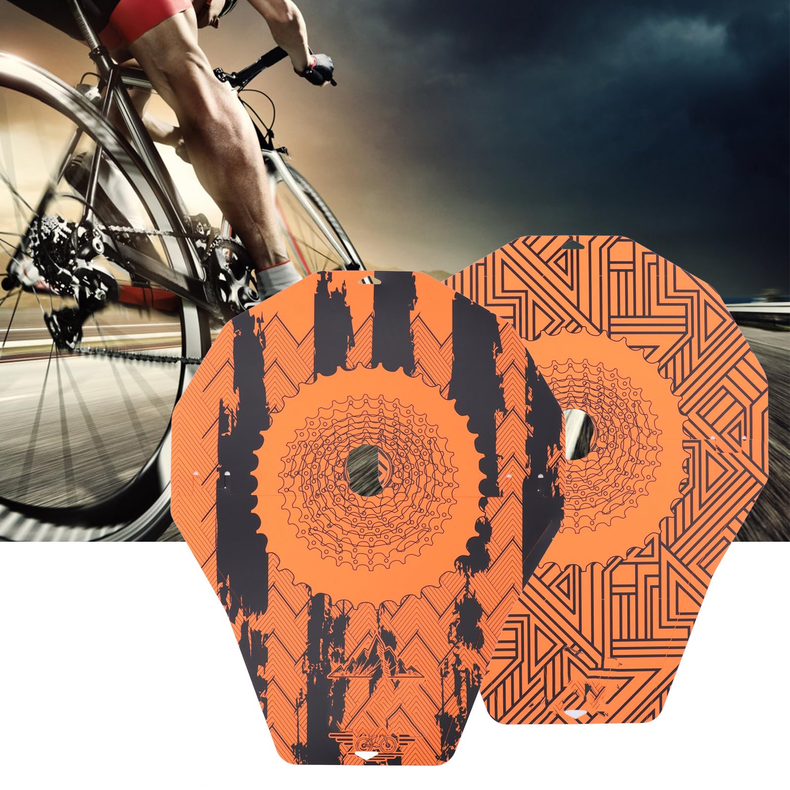 Lot de 2 Freins à Disque pour Housse de Vélo, Prévention des Taches D'huile, Accessoires de Vélo, Résistance à la Chaleur, Nettoyeur de Cha?ne de Vélo, Lavage de Vélo de(Géométrique)