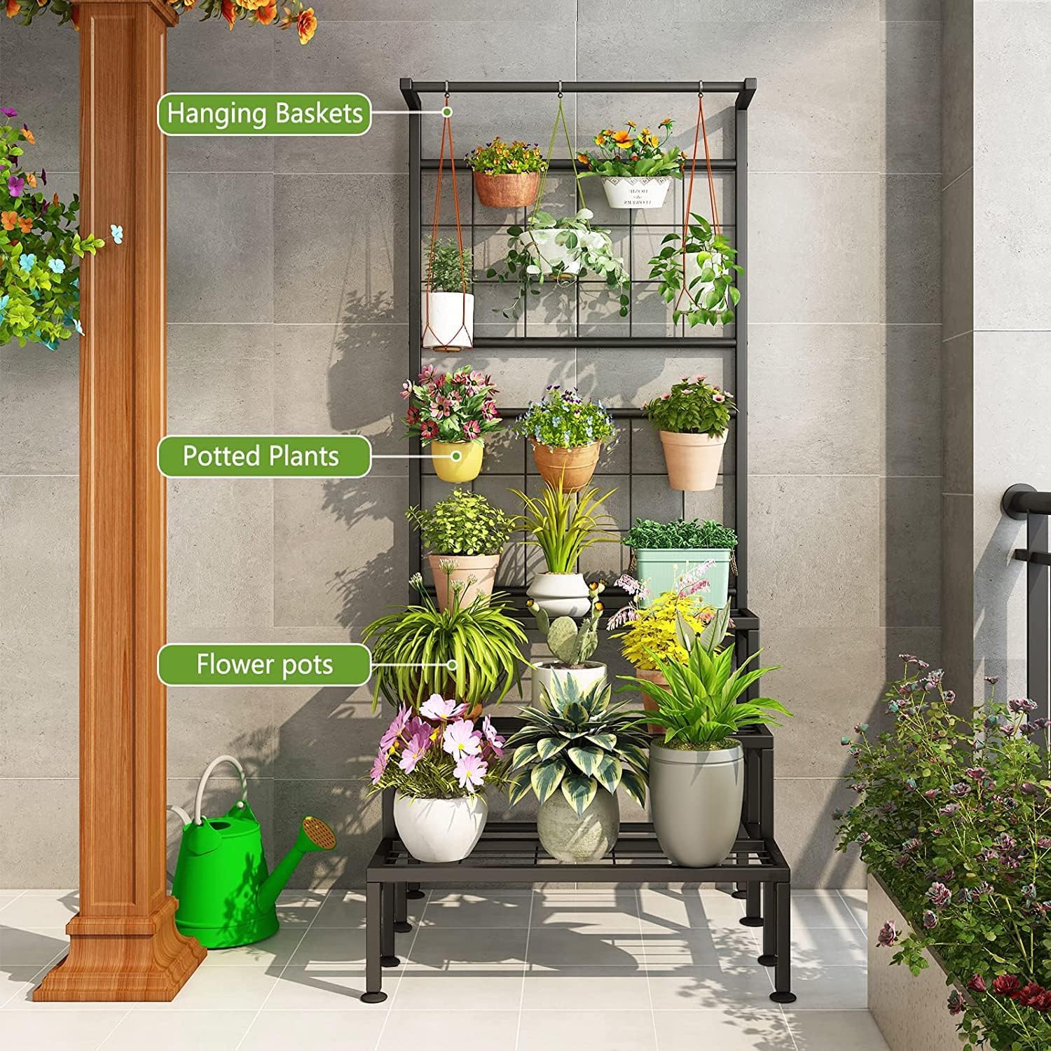 Balcony Plant Stand - 3 Tier Metal Rack -2