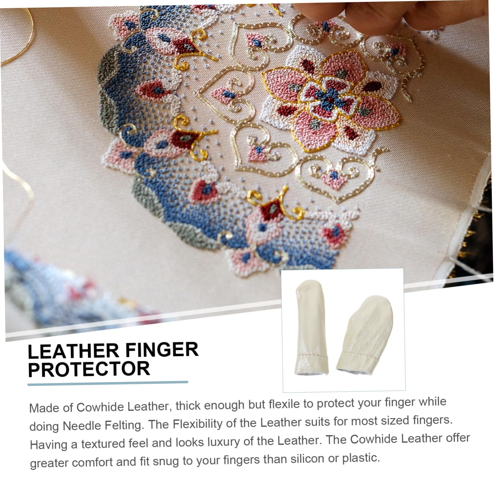 NUOBESTY Cunas Para Los Dedos Suministros De Tejer 6 Piezas guantes para costura manual dedal tejer Fieltro de la aguja protector de dedos Protector De Pulgar Tapones Para Los Dedos