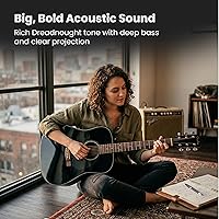 Vista 4 de Fender Dreadnought - Guitarra acústica - Paquete negro con estuche, afinador, correa, cuerdas, devanador de cuerdas, púas y DVD instructivo