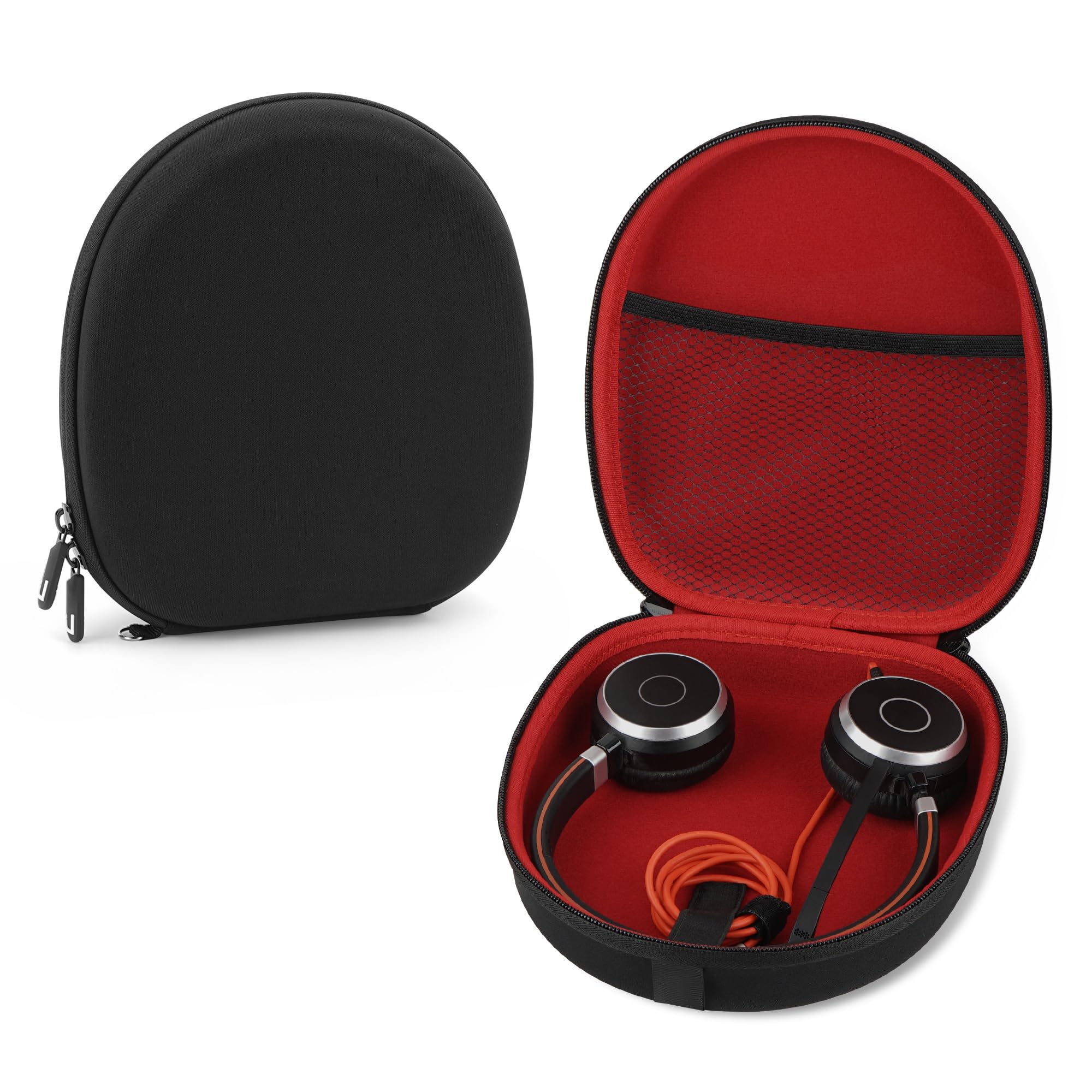 Linkidea Headphones Carrying Case Compatible with Jabra Evolve 65, Plantronics, Mpow, Protective Hard Shell Travel Bag with Cable, Charger Storage (