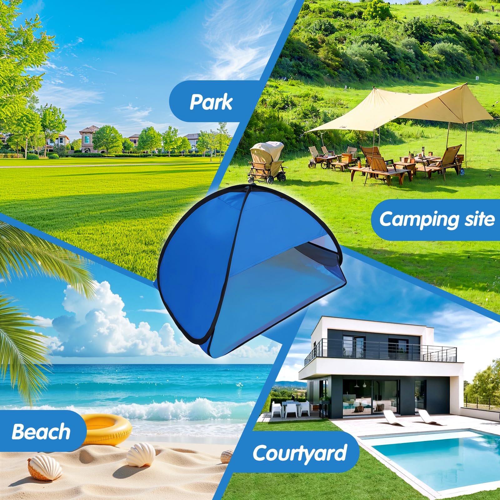 Mini Przenośny Namiot Plażowy, Automatycznie Rozkładany Namiot Przeciwsłoneczny, Namiot Przeciwsłoneczny dla Zwierząt, Ochrona UV, z Pokrowcem, na Plażę, Camping i Piknik