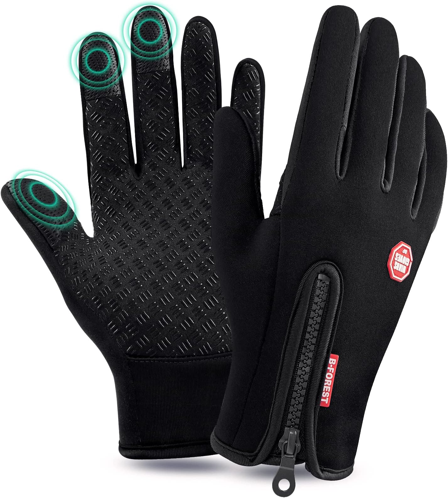 Zenoplige Cycling Gloves, Touchscreen Gloves Windproof Waterproof Zipper Thermal Gloves Non-slip Winter Gloves For Men Women Cycle Skiing Hiking Climbing Camping Driving Gardening