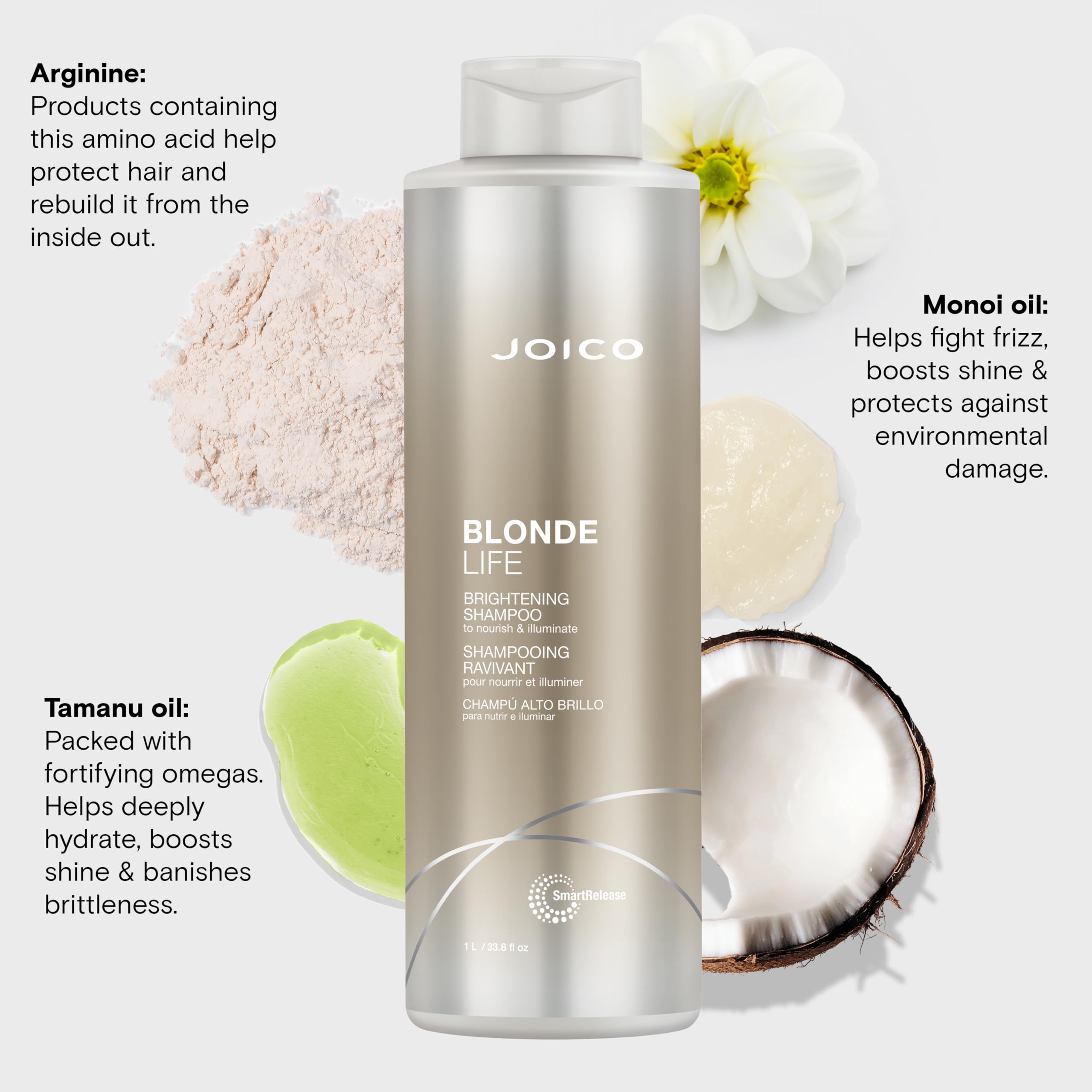 Joico Blonde Life Brightening Shampoo | For Blonde Hair | Add Softness & Smoothness | Sulfate Free | With Monoi & Tamanu Oil