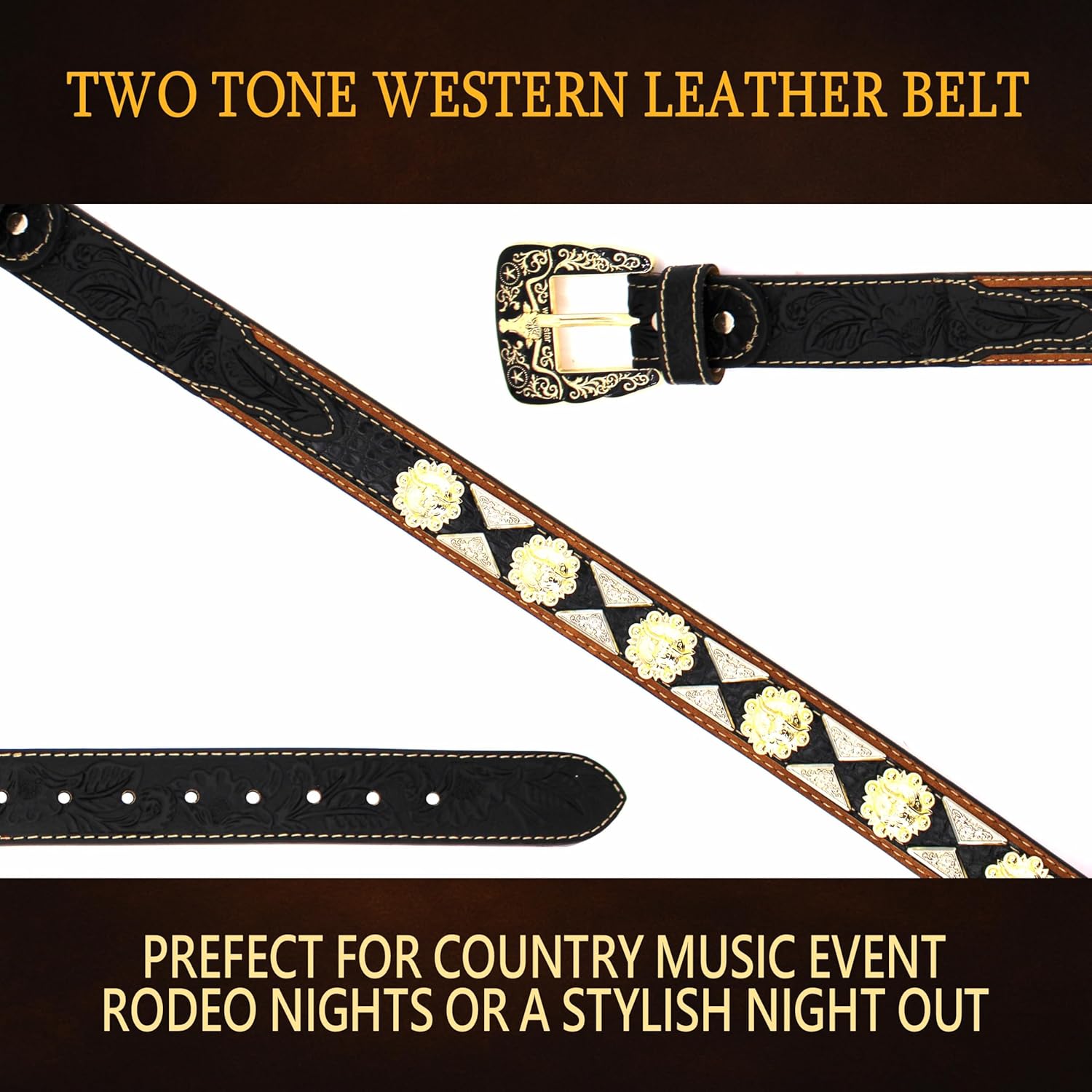 Western Belt for Men & Women – Genuine Leather Cowboy Belt - Image 5