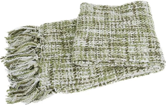 Home Soft Things Naga Knitted Throw with Fringe, Martini Olive, 60 x 80 Soft Cozy Lightweight Comfortable Snuggly Blanket Decorative Farmhouse Accent Couch Throw All Season Use
