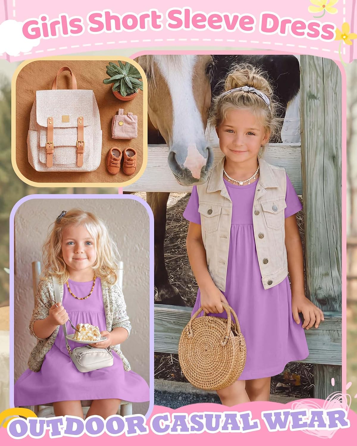 Girls Dresses Summer Short Sleeve Dress image 5
