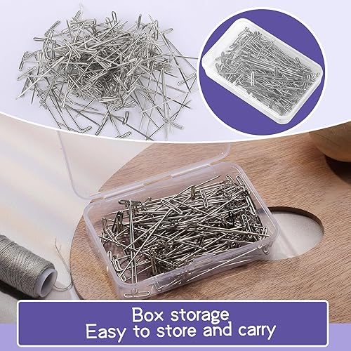 Miniatura 4 de 120 pasadores en T de acero inoxidable, pasadores de costura de 1 pulgada para tejer, ganchillo, modelado, manualidades y peinado de pelucas
