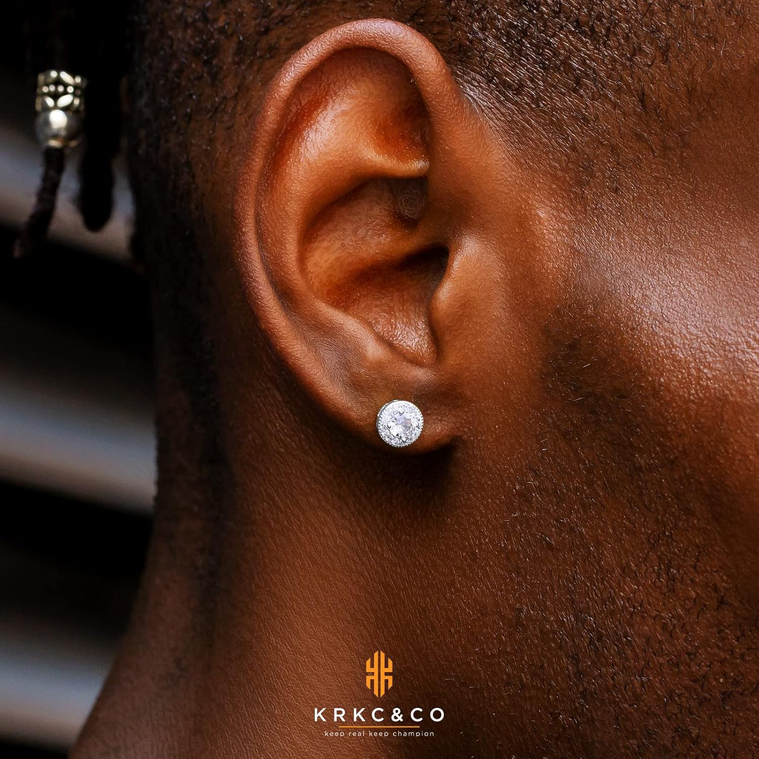KRKC&CO Earrings for Men, Sterling Silver, Birthday Gift for Men, 14K/White Gold Studs, Iced Out Earring, Hypoallergenic Ear, 5A CZ Stones, Fathers Day, Party Jewerly - Image 3
