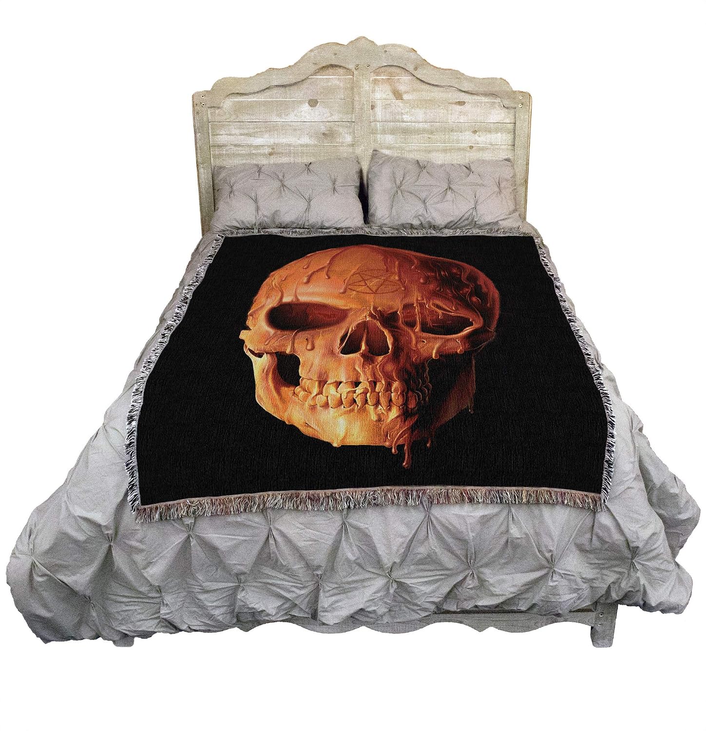 Pure Country Weavers Wax Skull Skeleton Blanket by Vincent HIE - Gift Fantasy Tapestry Throw Woven from Cotton - Made in the USA (72x54)