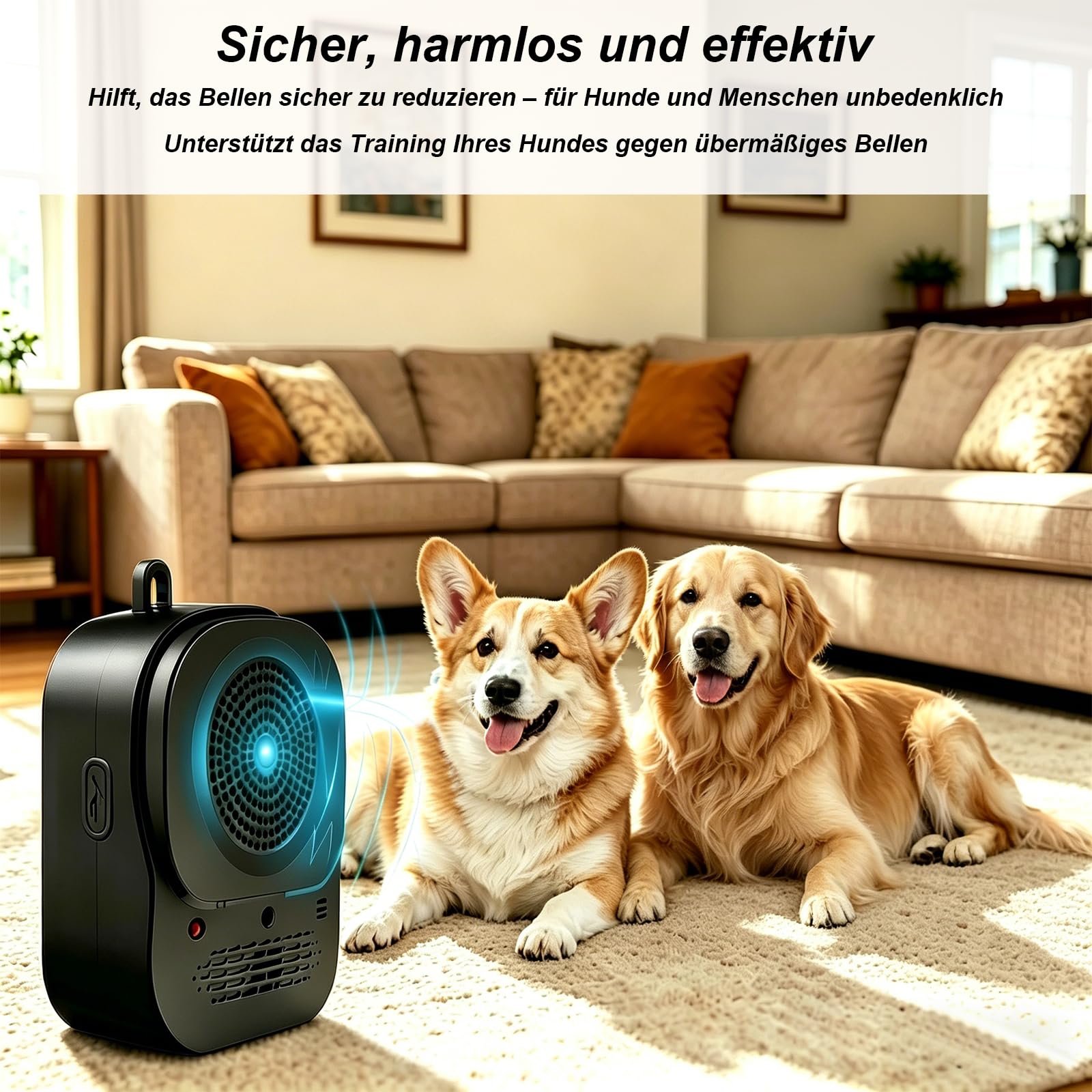 Ultraschall Hundetrainer mit Fernbedienung, Anti Bell Gerät gegen Hundebellen, Wiederaufladbarer Bark Stopper für Innen & Außen, Einstellbare Frequenz, Tragbares Hundetraining Tool
