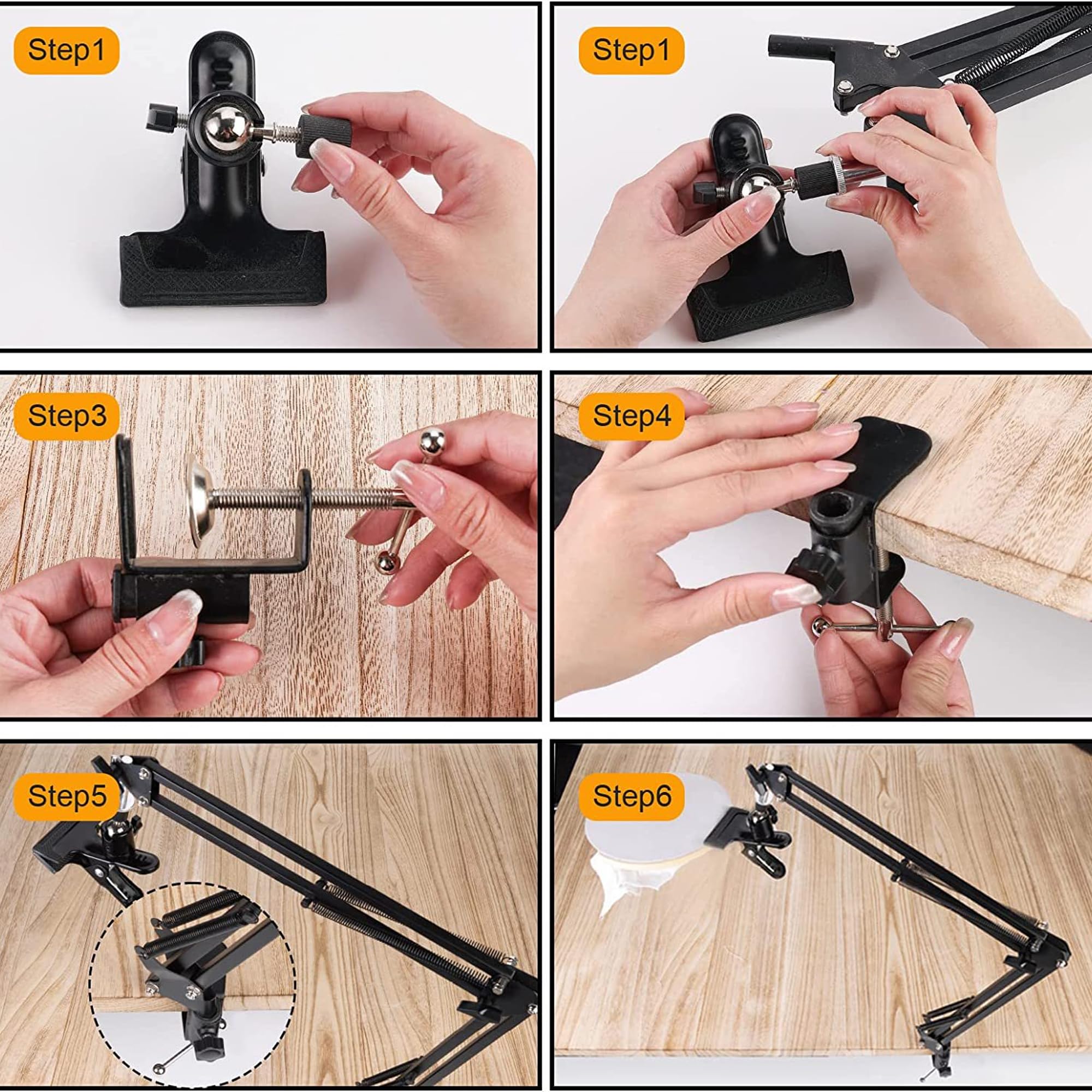 WDEC Embroidery Table Stand Kit, Instruction Manual Clip, Hand Embroidery Stand Lap Folding Cross, Adjustable Metal Embroidery Hoop Stand, 360 Rotated Embroider Holder Stands for Embroidery Hoops - Image 2