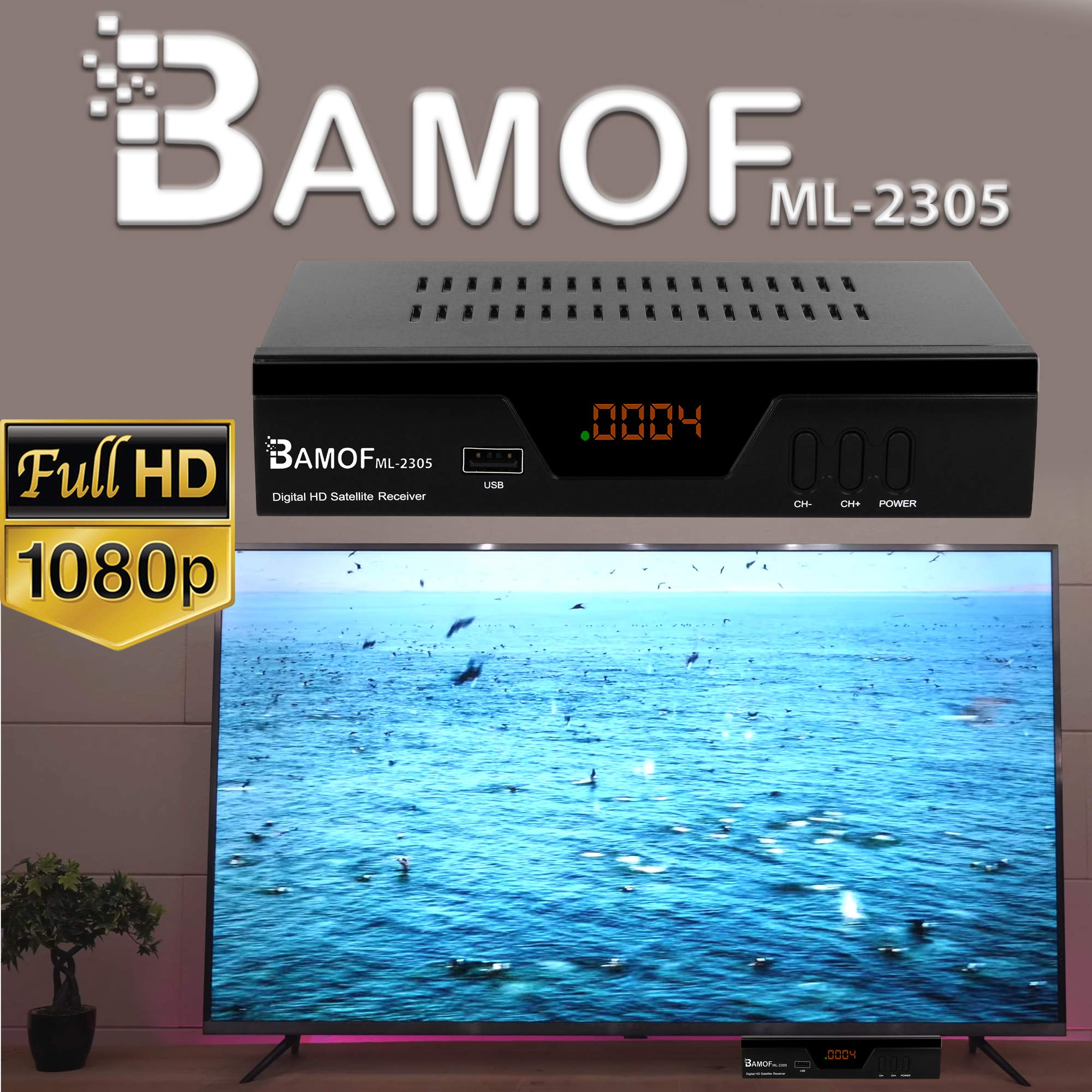 hd-line Bamof 2305 Digital Satelliten Sat Receiver - (HDTV, DVB-S/S2, HDMI, SCART, 2X USB 2.0, Full HD 1080p) [Vorprogrammiert für Astra Hotbird Türksat] [Energieklasse A+++]