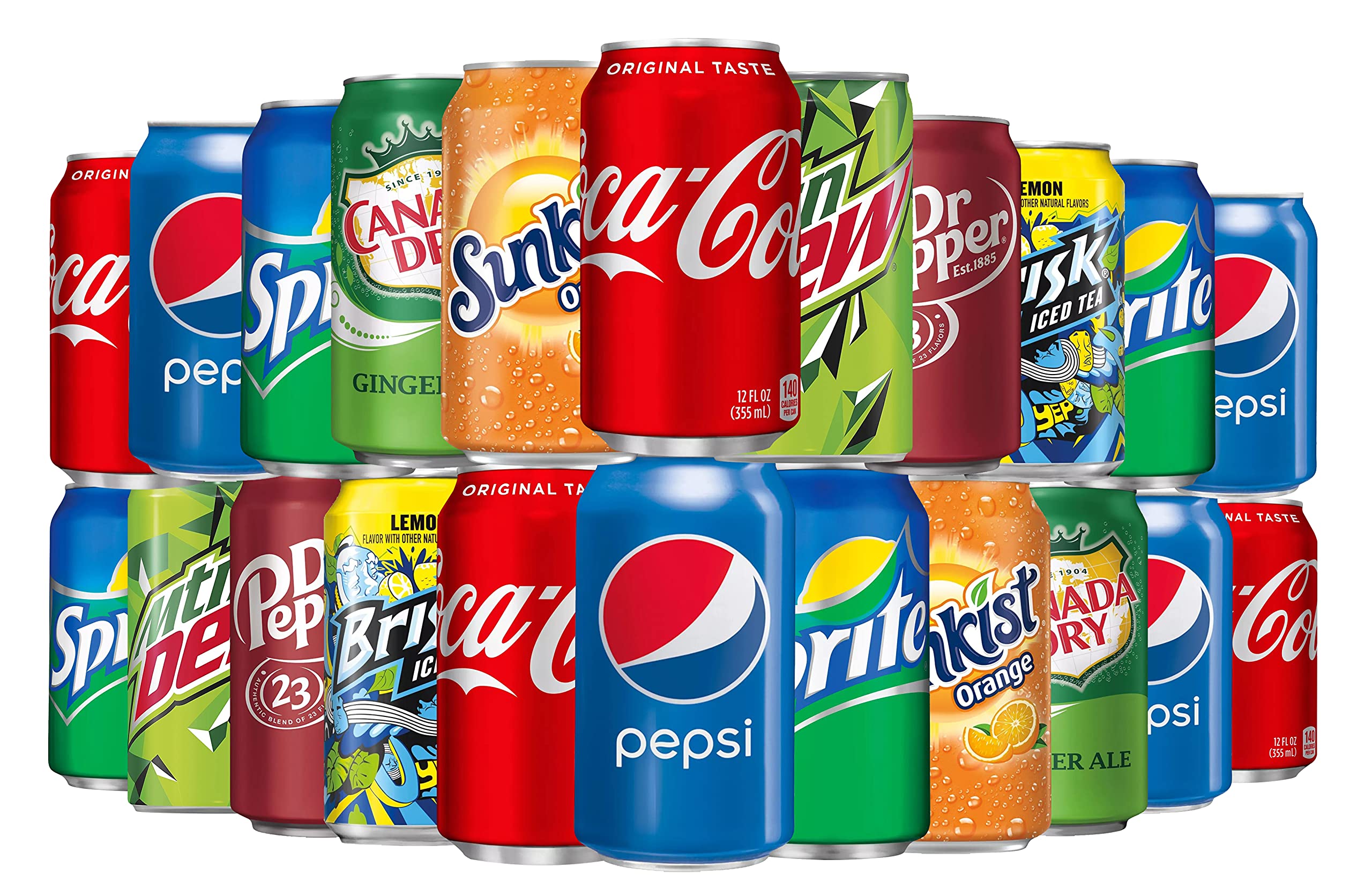 22 Soda Variety Pack, a Soft Drink Assortment of CocaCola, Pepsi