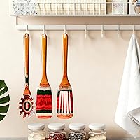 Vista 6 de Juego de utensilios de cocina de madera de Pakkawood de 3 piezas, incluye tenedor para pasta, espátulas planas de mango largo, juego de espátulas