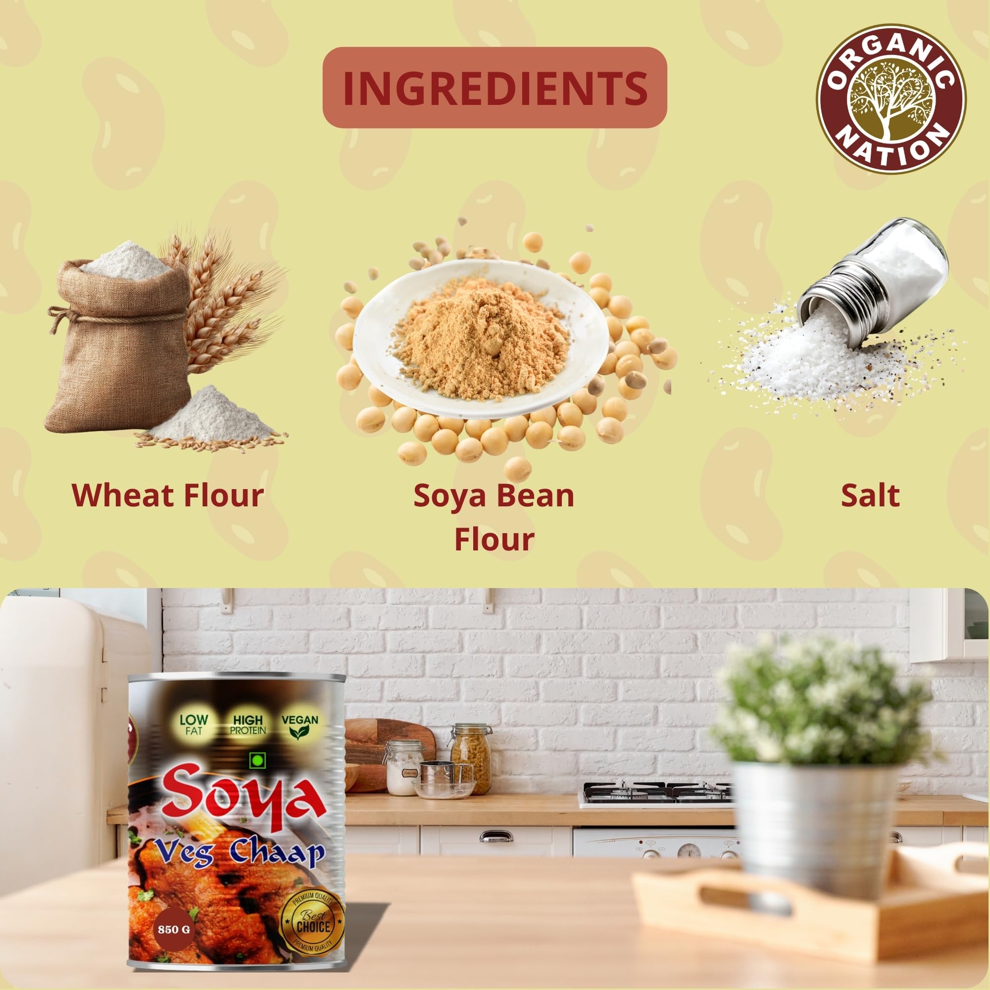 ORGANIC NATION Veg Soya Chaap (850g) - Ready to Cook, High Protein Plant Based Meat Alternative - Perfect for Tandoori Tikka, Malai Chaap and Curry 3