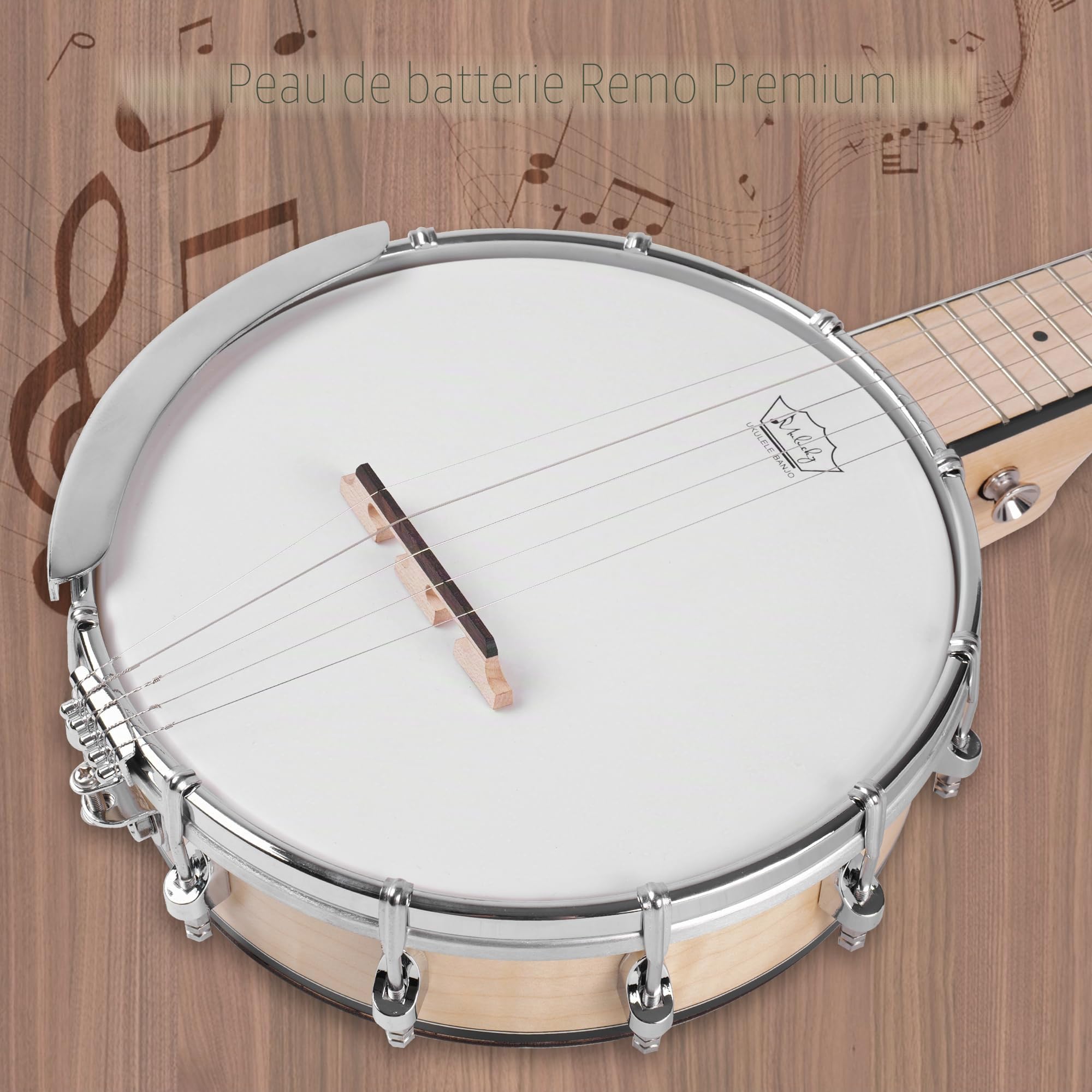 Banjo à 5 cordes Mini - Mulucky 66 cm en érable, dos solide fermé Kit de débutant avec sac de transport, accordeur, médiators, sangle, cordes - B805