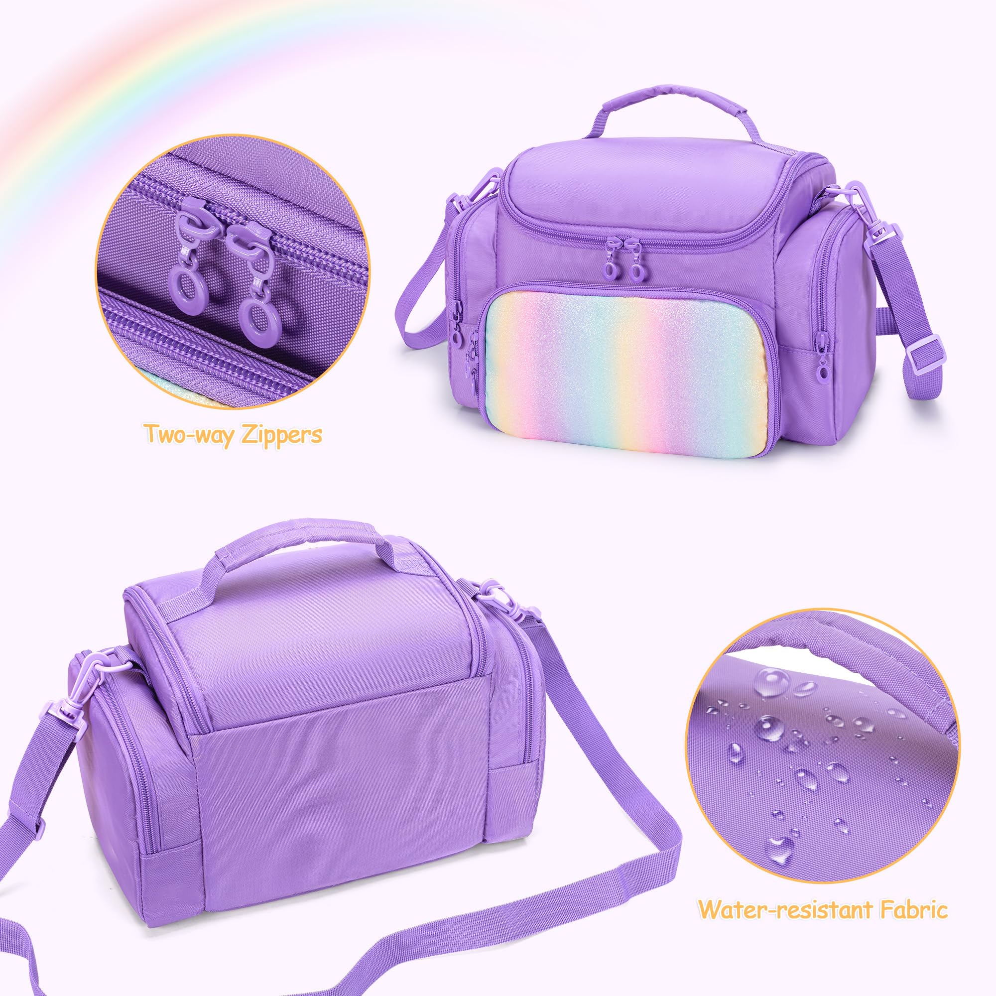 LoDrid Étui de Voyage Compatible avec Toniebox 2/1, étui de Transport pour Lecteur Audio avec bandoulière et poignée, Sac de Rangement avec Plusieurs Poches pour Accessoires, Violet, Sac Uniquement