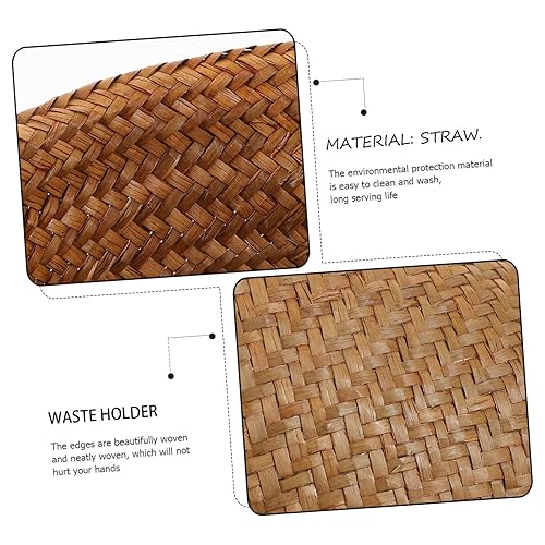 Miniatura 7 de NUOBESTY Bote de basura de mimbre, cesta de basura de ratán, macetas de jacinto, cesta de almacenamiento tejida para oficina en casa