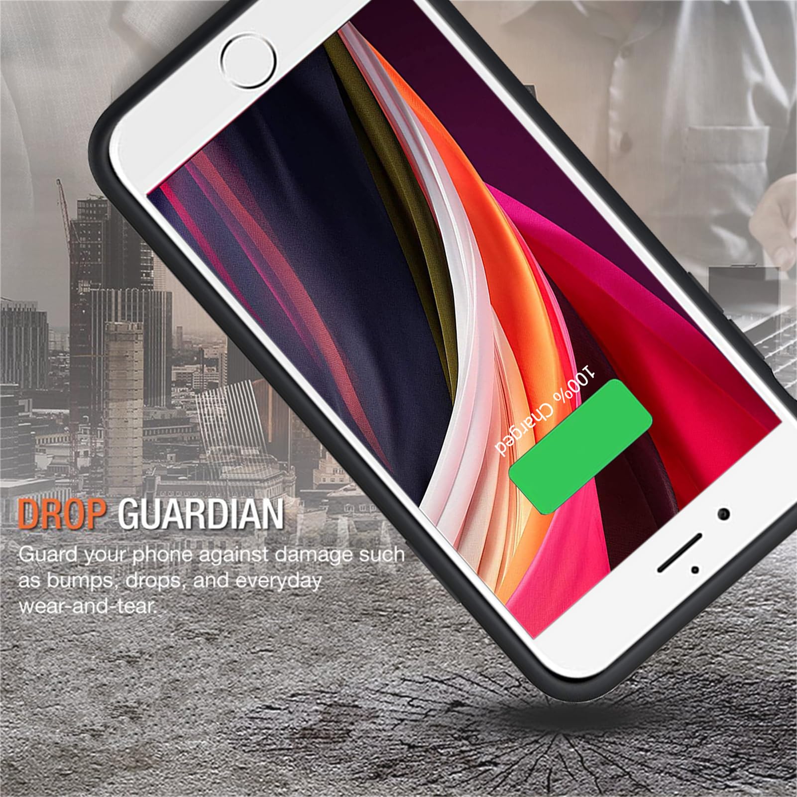 Custodia con batteria per iPhone 6/6s/7/8/SE 2/SE 3, 10000 mAh, custodia protettiva portatile ad alta capacità, compatibile con iPhone 6/6s/7/8/SE 2/SE 3 (4 pollici), custodia caricabatterie estesa