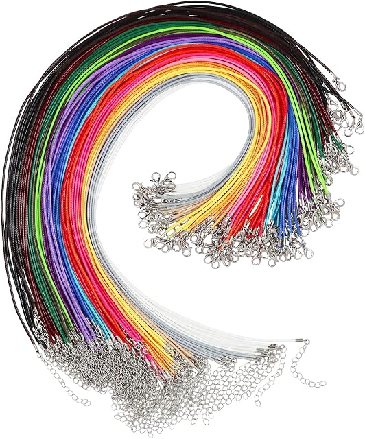 ALinmo 20 Colors 100pcs Necklace Cord for Jewelry Making, 20 Inches Waxed Necklace Cord String for Jewelry Necklace Bracelet Making Supplies