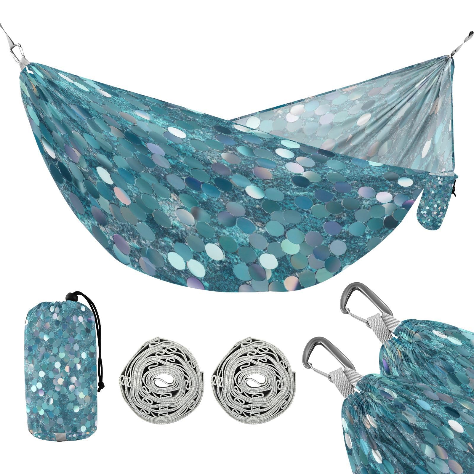 ATTX Glitter Pattern Camping Hammock - Lightweight & Portable Hammocks, Heavy Duty 330lbs Capacity for Indoor, Hiking, Backpacking, Travel, Backyard, Beach#507