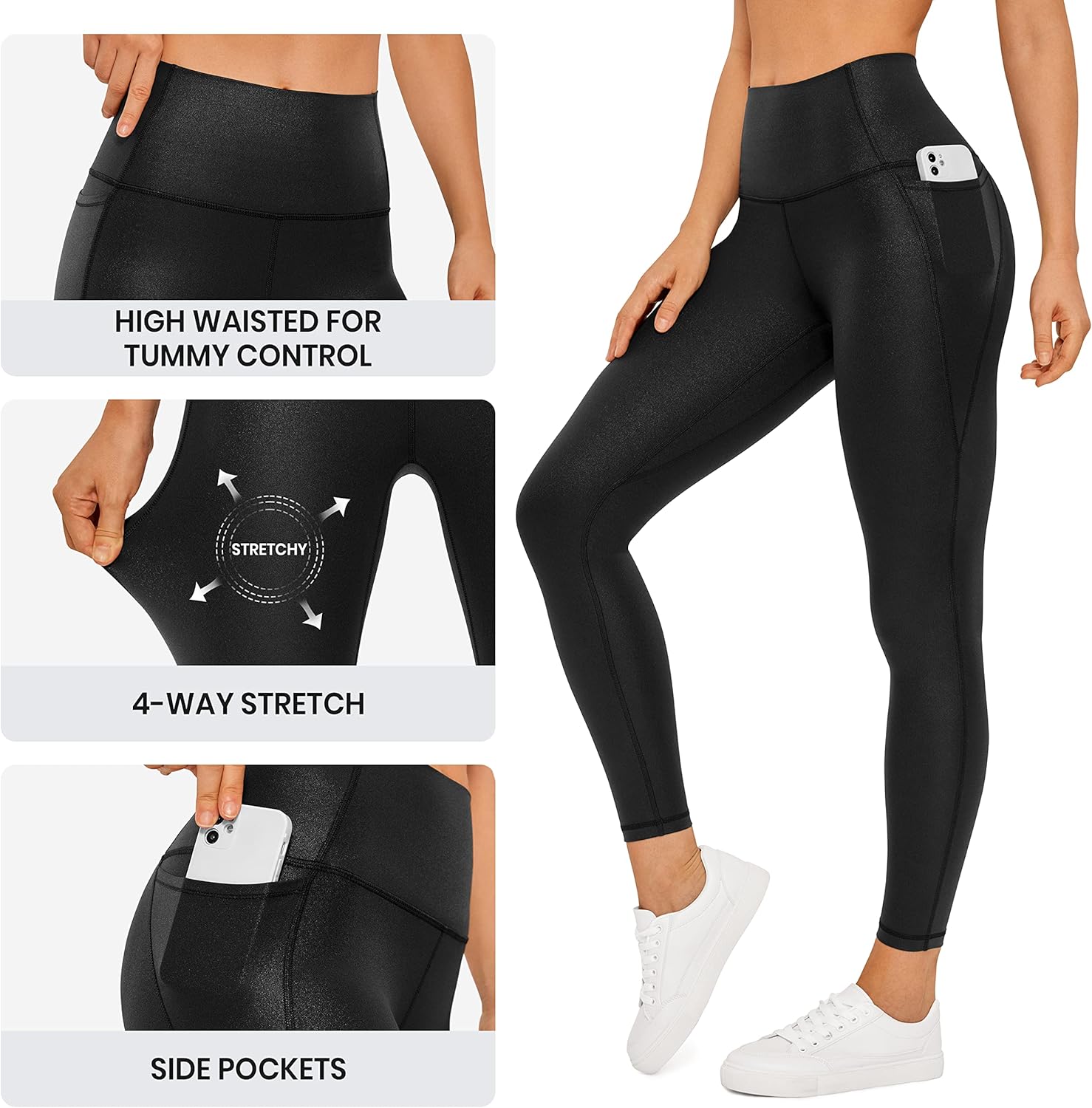 CRZ YOGA Womens Butterluxe Matte Faux Leather Leggings 25" - High Waisted Buttery Soft Lounge Pockets Leggings - Image 4