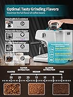 Vista 3 de Gevi Máquina de café expreso de 20 barras con molinillo y varita de vapor, todo en uno, máquina de café expreso y máquina de café expreso