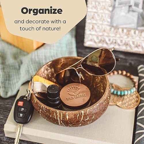 Miniatura 6 de purpleclay Juego de 2 cuencos de coco y cucharas de madera, naturales, hechos a mano, aptos para veganos, ensalada, batido o Buda y utensilios de