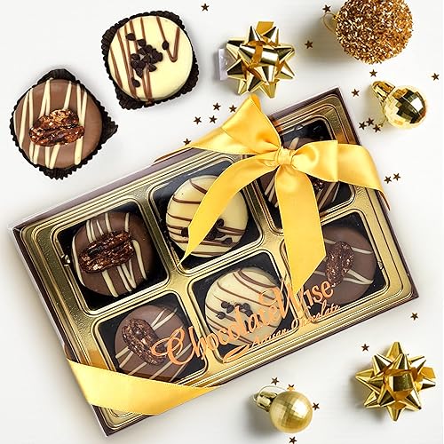 Miniatura 4 de ChocolateWise Paquete de 6 galletas cubiertas de chocolate, caja de regalo, galletas surtidas gourmet para el día de San Valentín con leche y