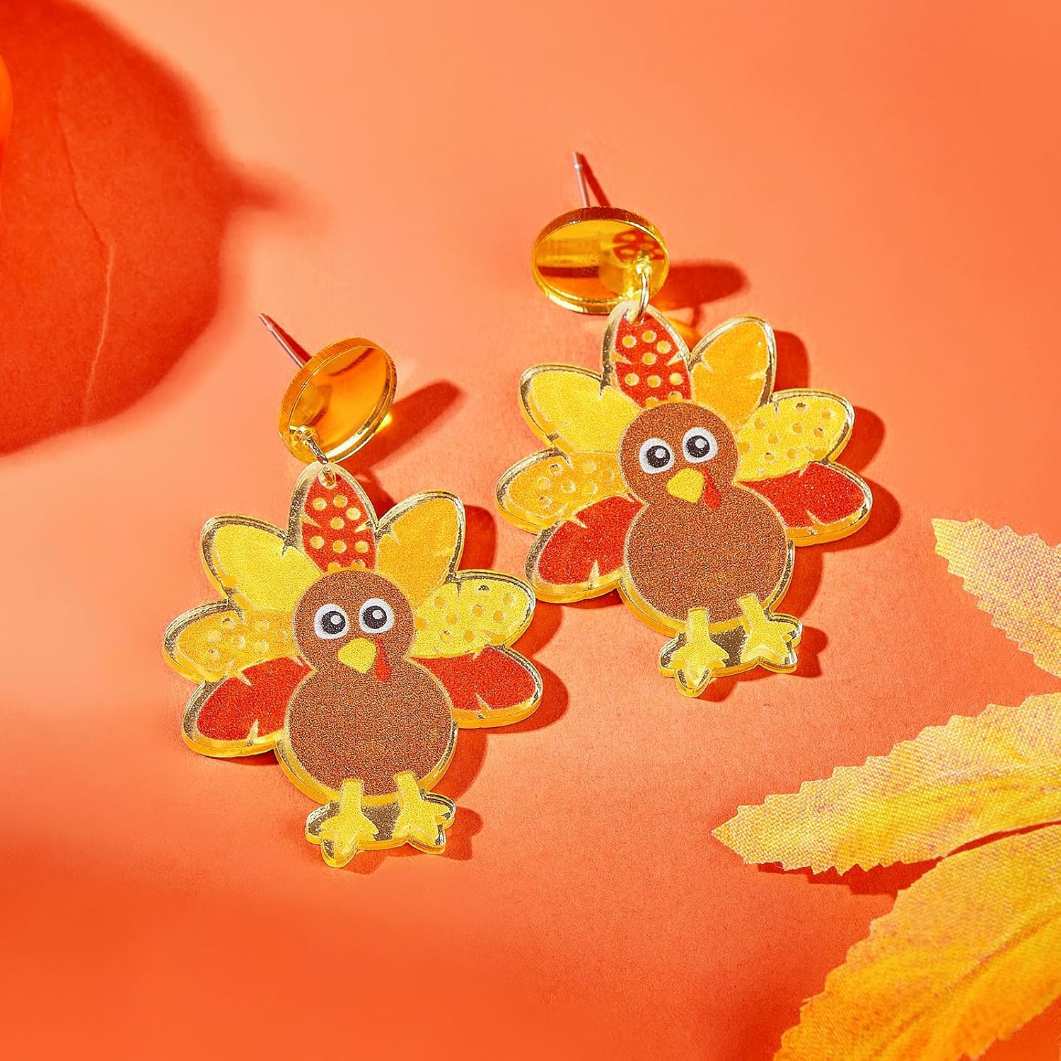 Thanksgiving Turkey Earrings for Women Turkey Style Studs Fall Drop Earring Jewelry Thanksgiving Accessory Gifts/gold - Image 4