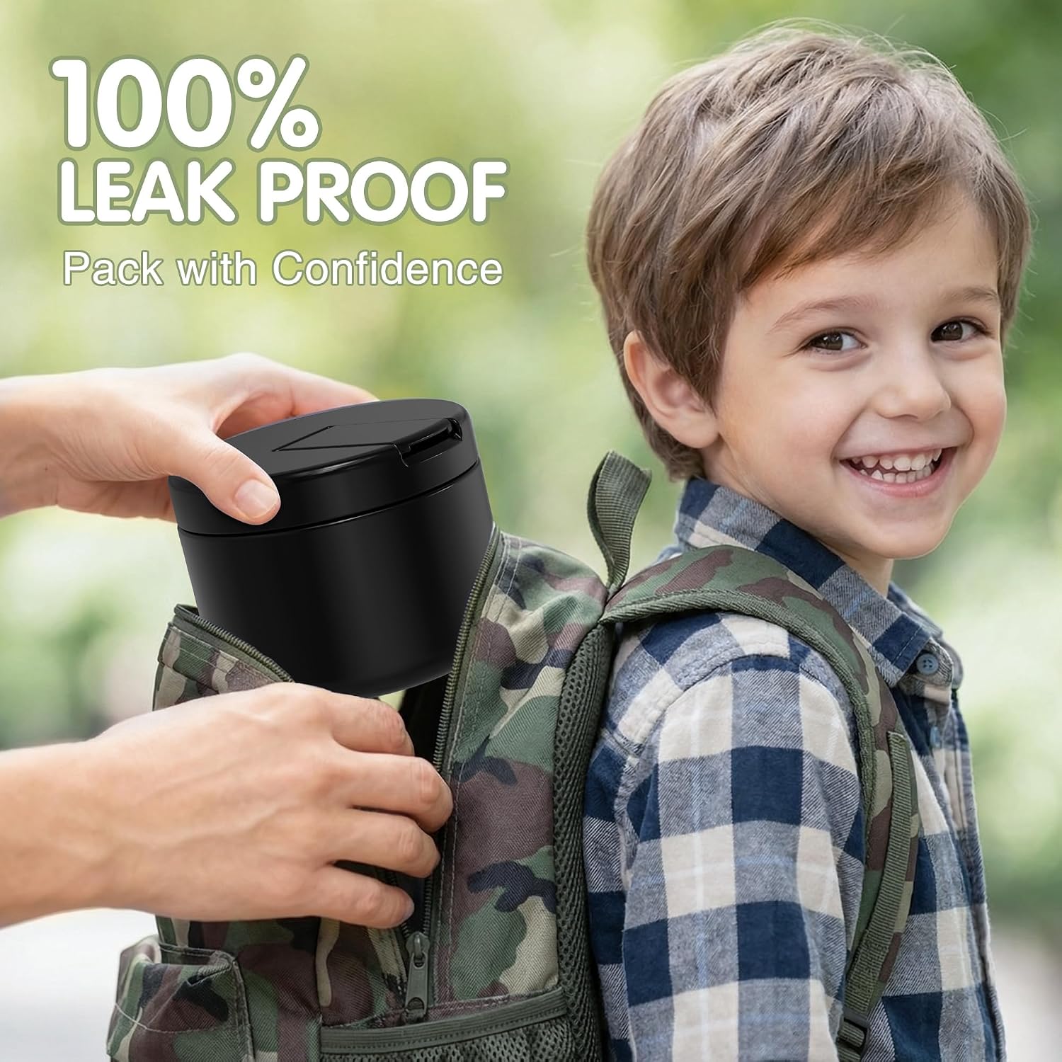 LOHASOK 12oz Kids Soup Thermo for Hot Food Insulated Vacuum Food Jar with Buckle Lid, Stainless Steel Wide Mouth Leak Proof Lunch Container for School Travel-Black image 5