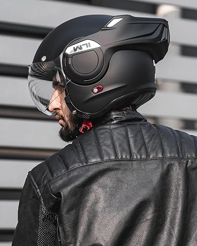 Miniatura 7 de ILM Casco modular de motocicleta vintage de cara completa para adultos y hombres, ATV UTV con protector de barbilla reversible de 180 DOT modelo