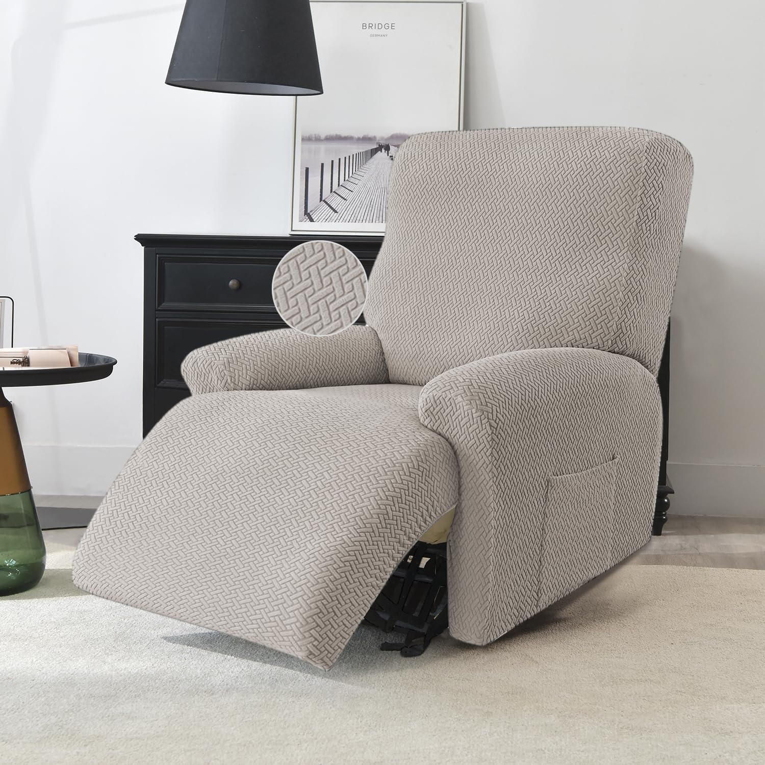 HOKIPO Recliner Cover - 3 Seater Grey -21