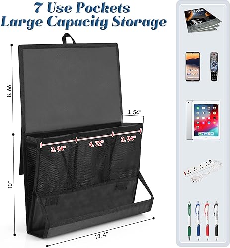 Miniatura 8 de Retyion Organizador de almacenamiento para mesita de noche, organizador de mesita de noche con soporte para tira de alimentación y 2 correas