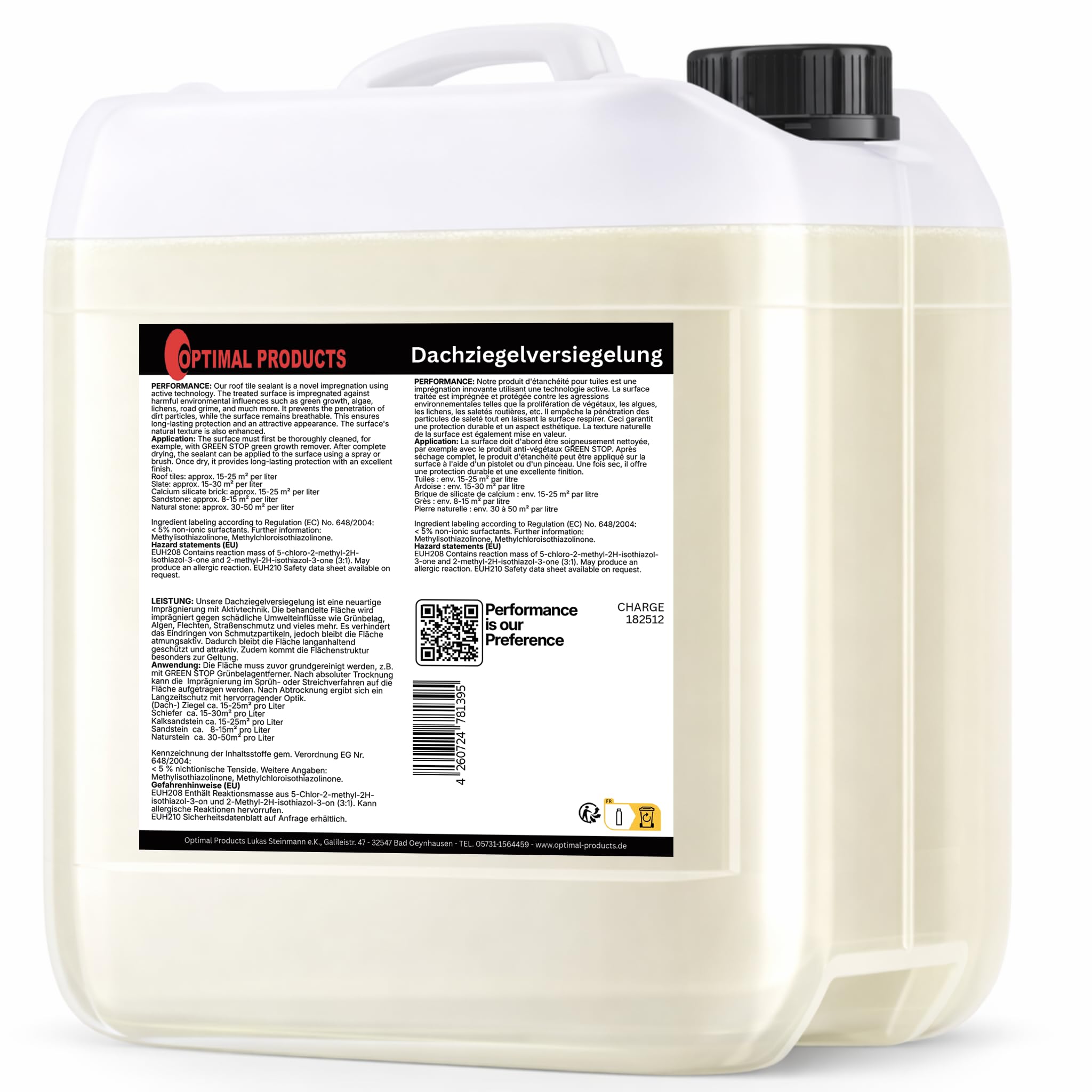 Optimal Products Dachversiegelung/Imprägnierung | Atmungsaktive Langzeitschutz-Versiegelung mit Hydrophobierung I Mit Abperleffekt I 20 Liter Kanister