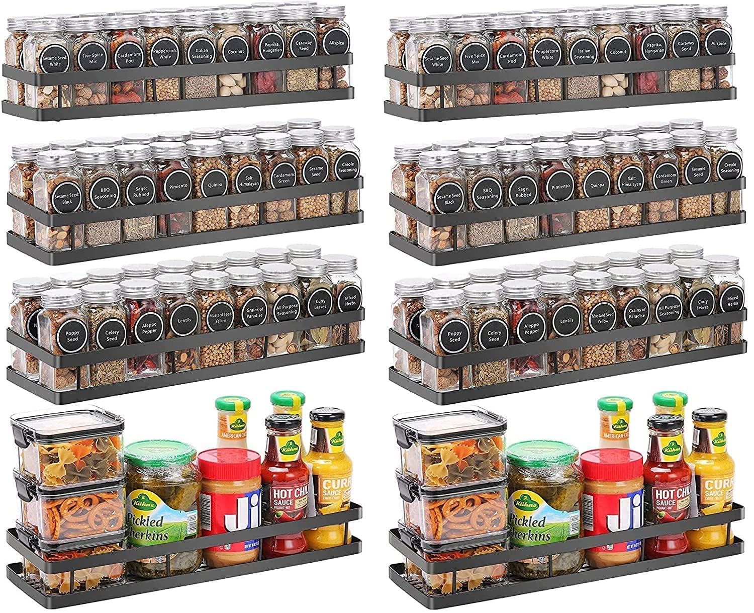Artsio Craft Store "Pack Of 2 Wall-Mounted Iron Spice Rack Organizers For Kitchen | Medium Size 16"X5"X3" | Black Metal Spice Holders And Kitchen Organizers (Pack-8), Floating Shelves (B0CRBBW7S3) Amazon Price History, Amazon Price Tracker
