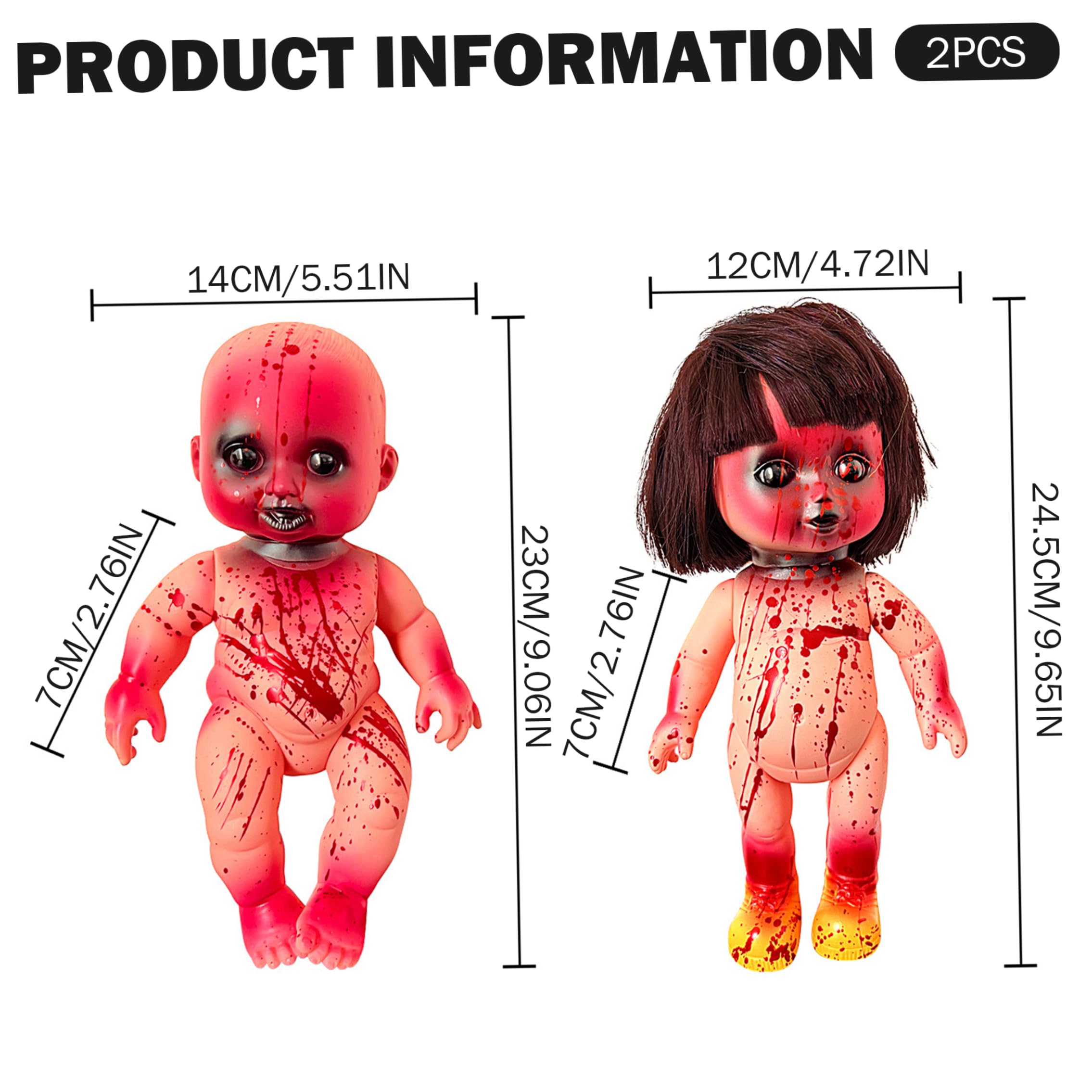 Muñeca Espeluznante, Paquete de 2 muñecas de Halloween con Vendas sangrientas, 9, 6 Pulgadas