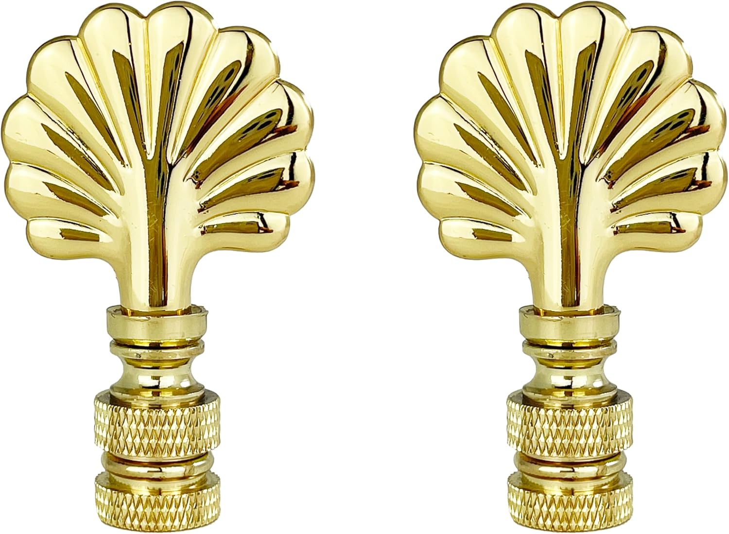 Royal Designs, Inc. Seashell Finial for Lamp Shade, Polished Brass - Pack of 2