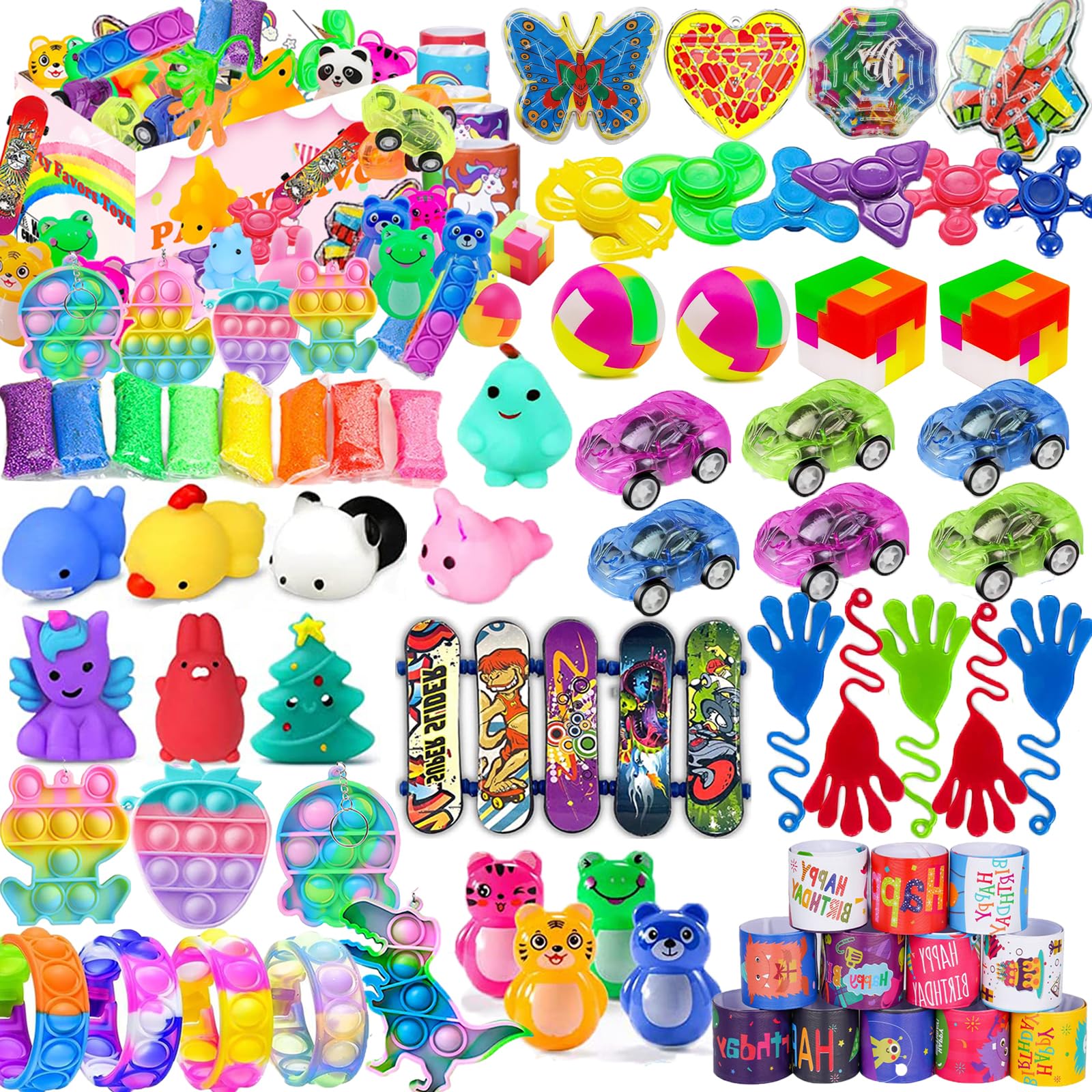 127 Pcs Party Favors for Kids 4-8 8-12, Fidget Toys, Treasure Box Toys, Classroom Prizes, Pinata Filler, Goodie Bag Stuffers, Treasure Chest, Prize Box Toys, Carnival Prizes