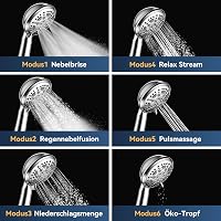 HNNHOME HydroPulse Kézi Zuhanyfej 6 Különböző Vízsugár Móddal, Nagy Nyomású, Univerzális Csatlakozás, Modern Rózsaszín Dizájn, 100mm 4