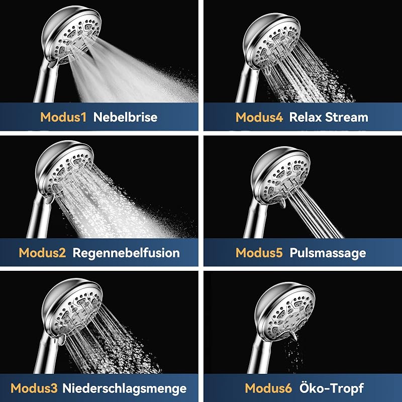 HNNHOME HydroPulse Kézi Zuhanyfej 6 Különböző Vízsugár Móddal, Nagy Nyomású, Univerzális Csatlakozás, Modern Rózsaszín Dizájn, 100mm