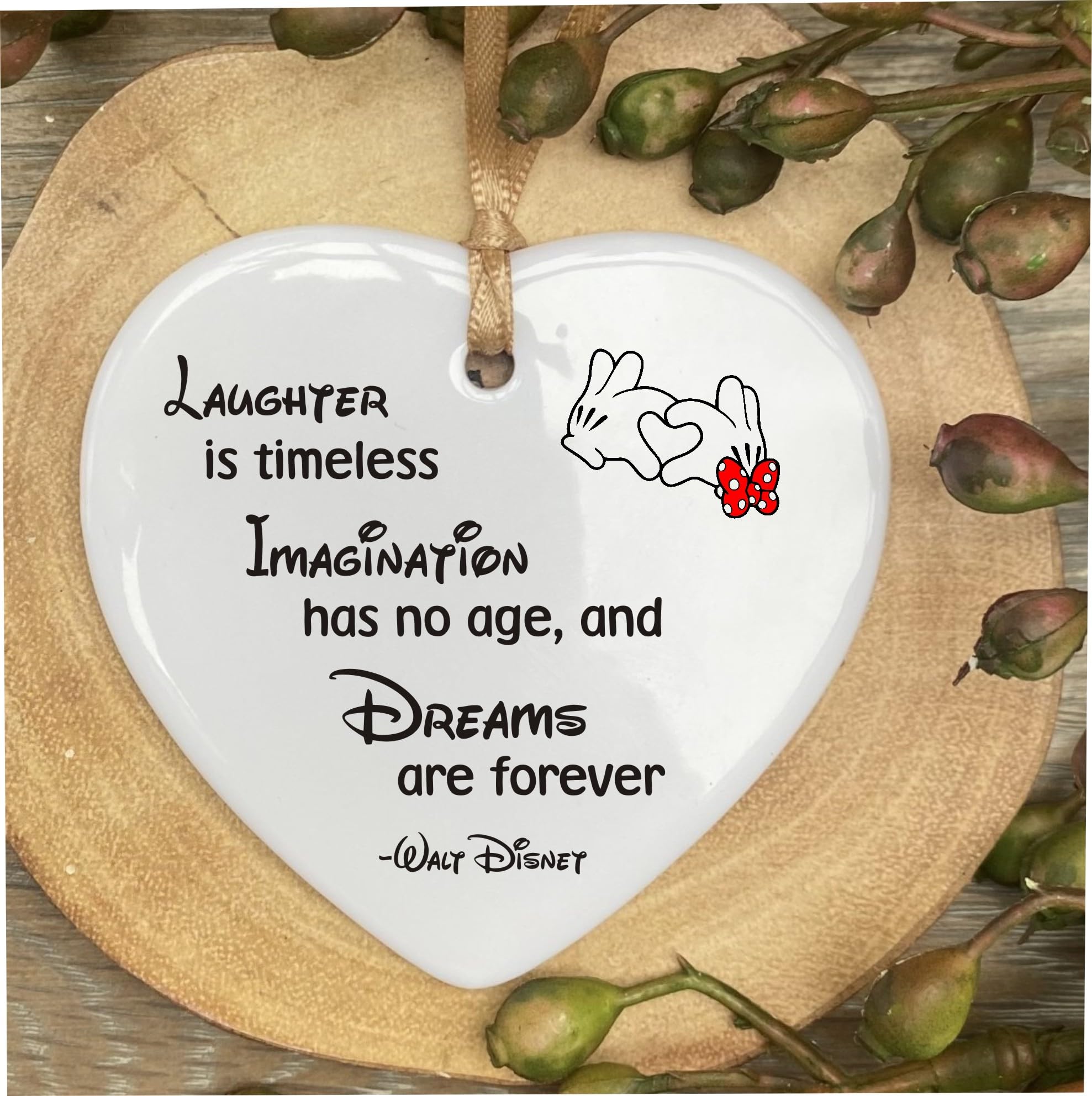 the sticker studio ltd Walt Disney Laughter Dreams Quote Wooden Heart Shape Plaque Gift Sign htc141