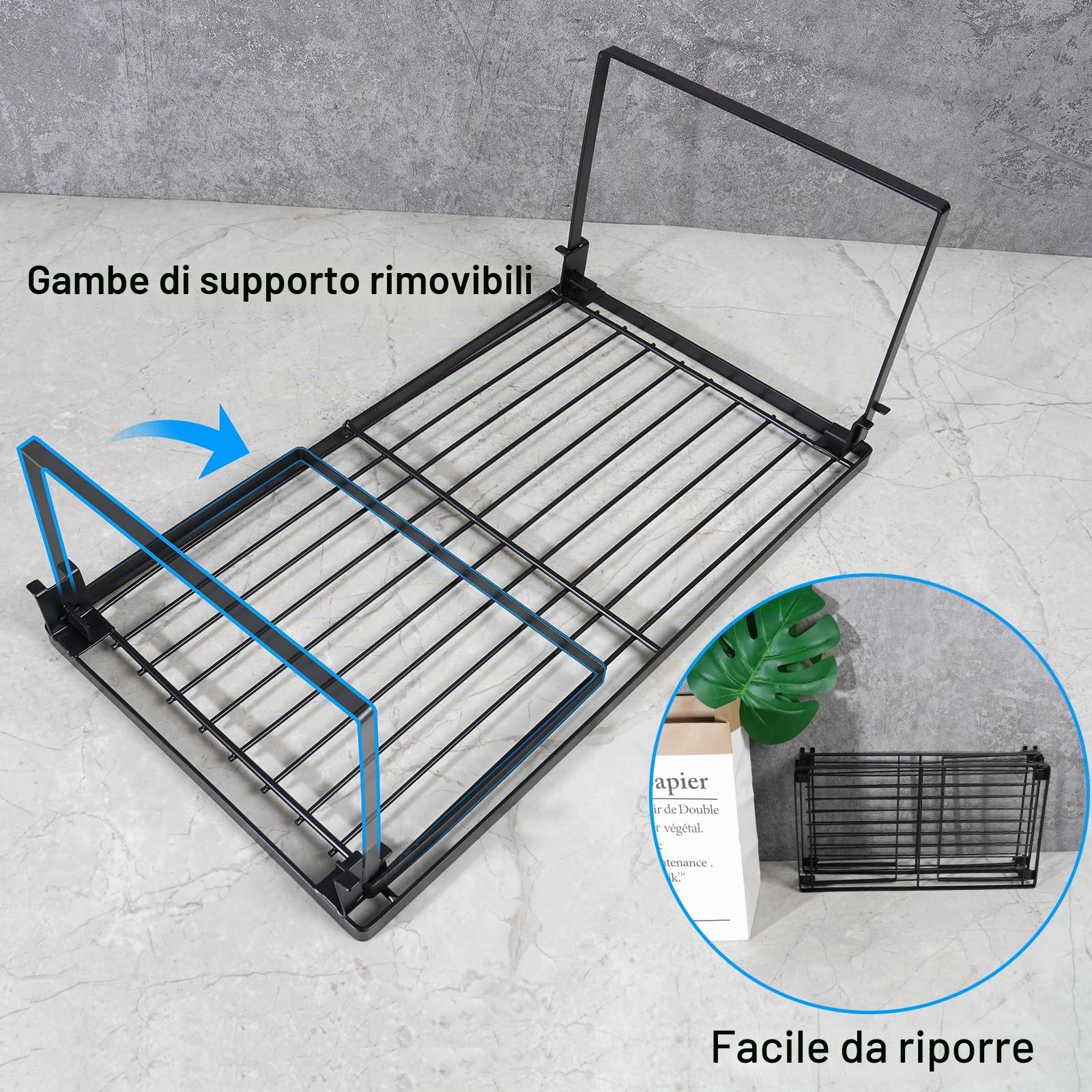Tomorotec [Confezione da 2] Scaffale impilabile da cucina, scaffale pieghevole per spezie, mensole da cucina, bancone da cucina e scaffali, organizer per armadietti,