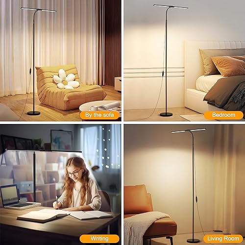 Miniatura 7 de Lámpara de pie LED, lámparas de pie brillantes de 18 W para sala de estar, 3 modos de color, 10 de brillo, cuello de cisne flexible ajustable y 4