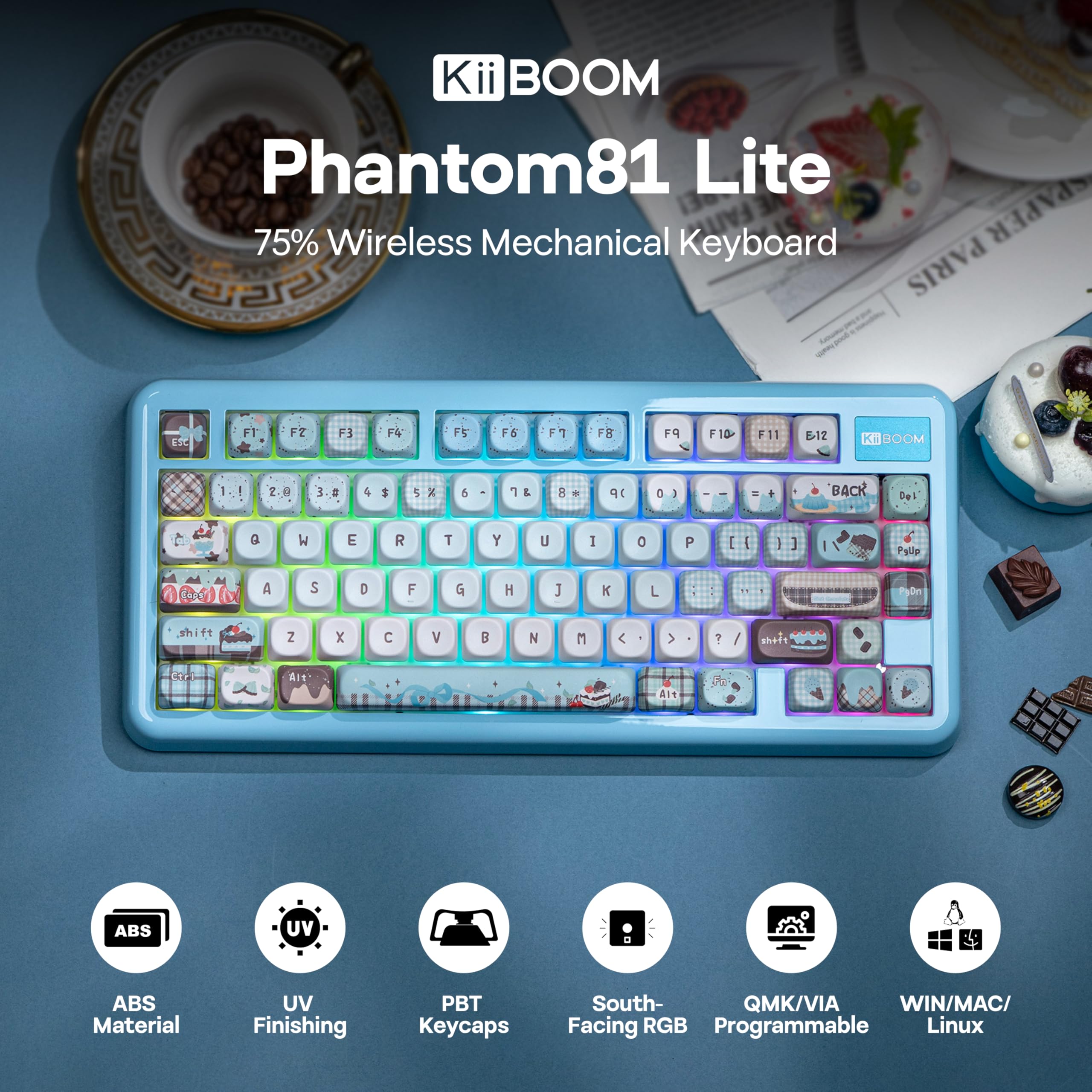 Amazon.com: KiiBoom Phantom81 Lite 75% Gasket Mechanical Keyboard