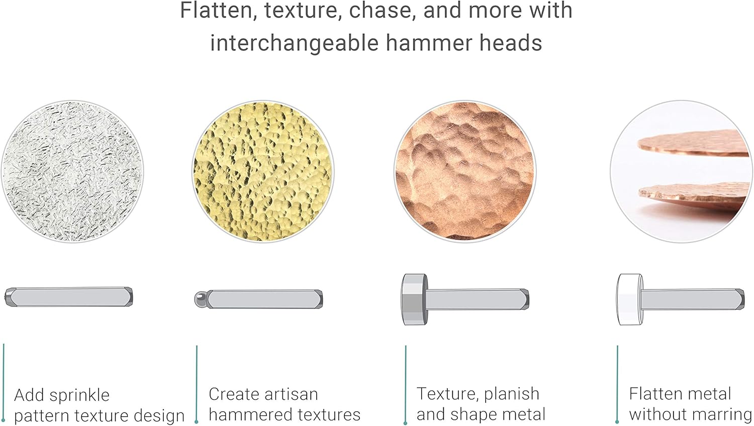 ImpressArt Multi-Function Hammer Kit, DIY Jewelry Making Tool for Metal Stamping, Chasing, Texturing, and Forming Metals