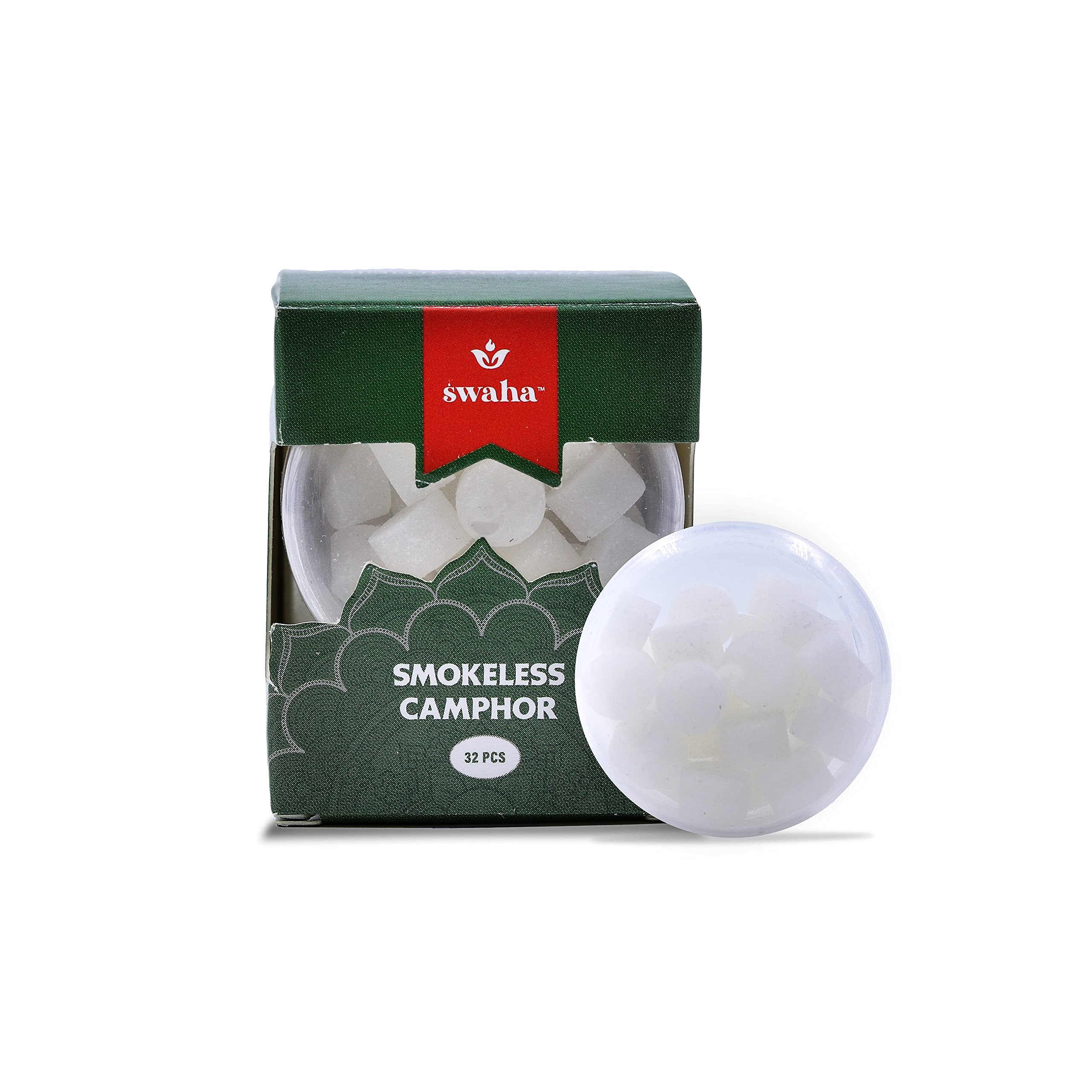 SwahaSmokeless Camphor for Puja - 100% Pure Smokeless Camphor, No Residue, Ideal for Puja & Aarti Purposes 50grams - Pack of 1